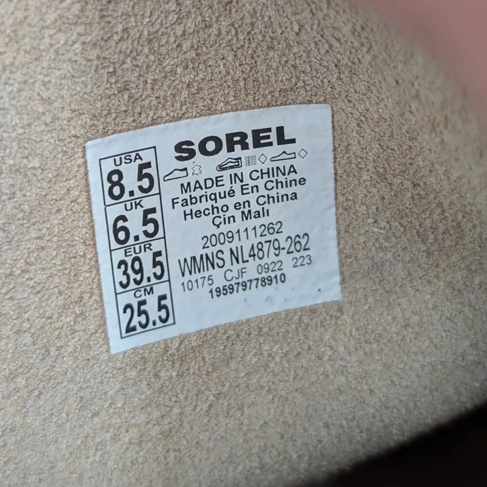 SOREL Hi-Line Waterproof Lace-Up Boots Women's Light Beige Size US8.5 EU39.5